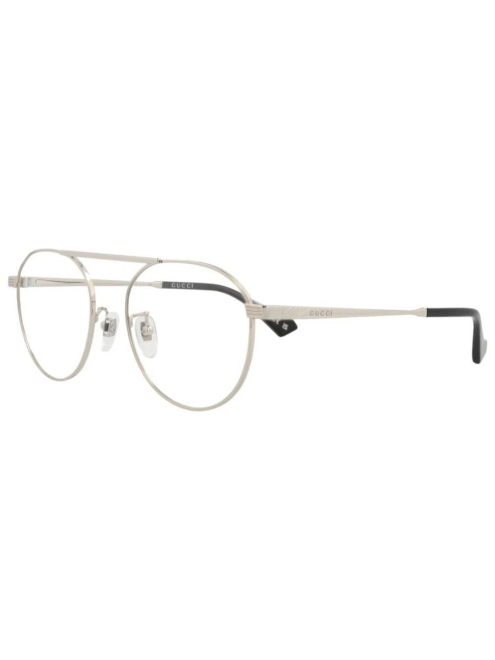 New Gucci Women's Eyeglasses Round Oval Metal Frame Mens Silver Silver